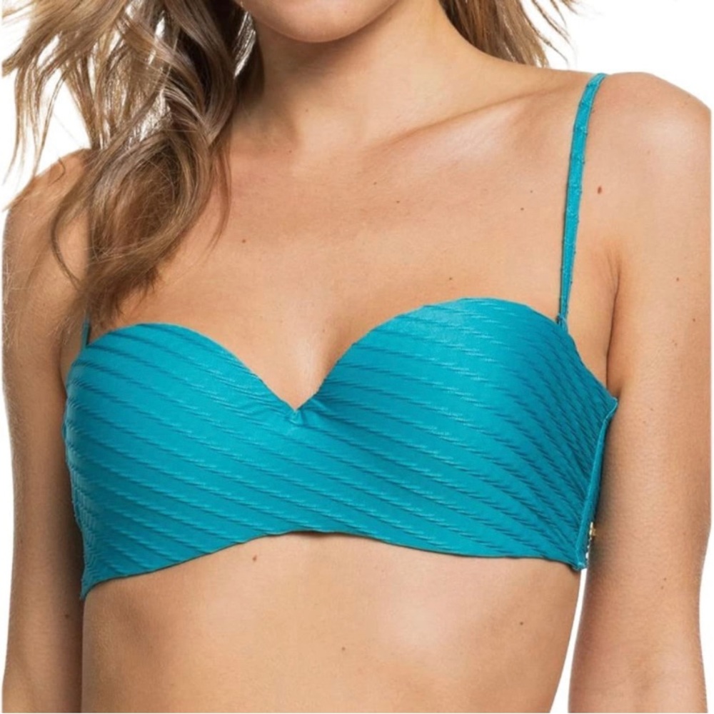 ROXY Golden Breeze ERJX304104 Women's Moulded Bandeau Bikini Top Azul Pagoda Blu